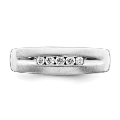 14K Weißgold Herren Ehering mit echten Diamanten