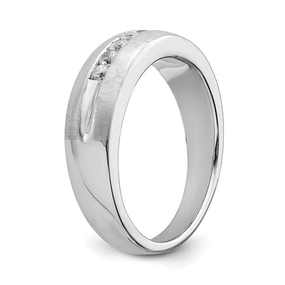 14K Weißgold Herren Ehering mit echten Diamanten