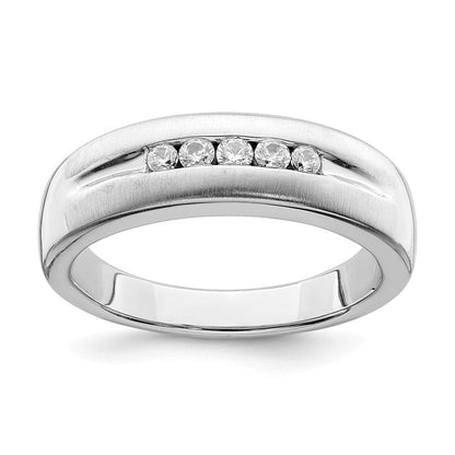 14K Weißgold Herren Ehering mit echten Diamanten
