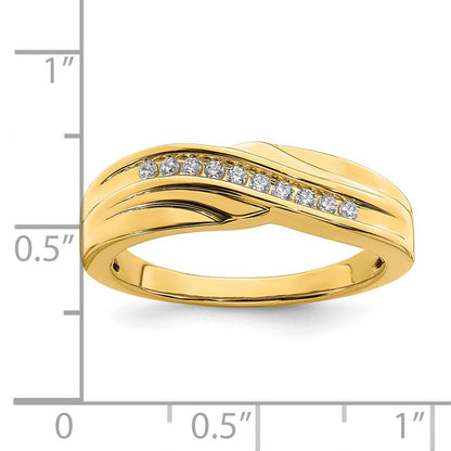 14K Gelbgold Herren Diamant Trauring