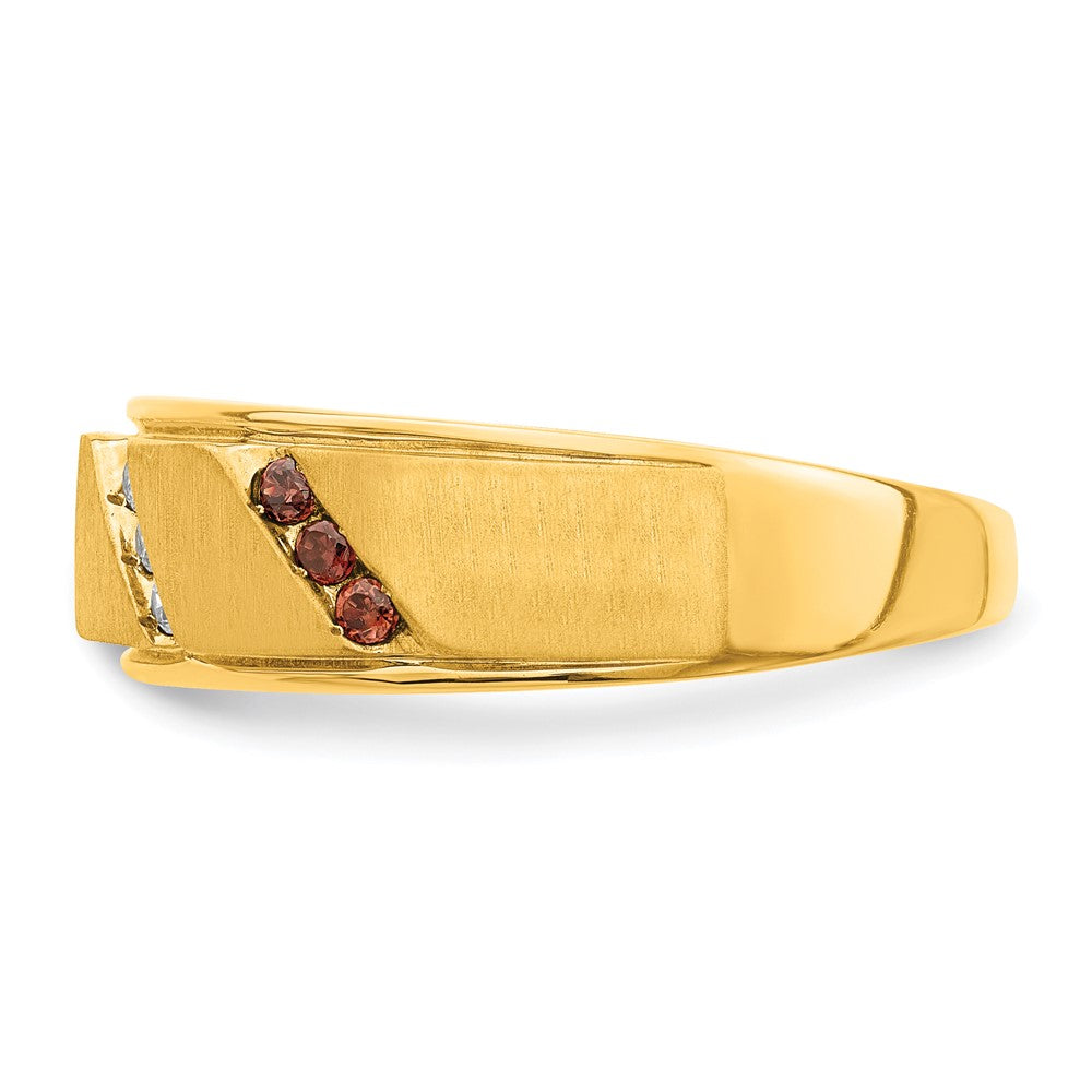 14K Gelbgold Herren-Trauring mit braunen und weißen echten Diamanten