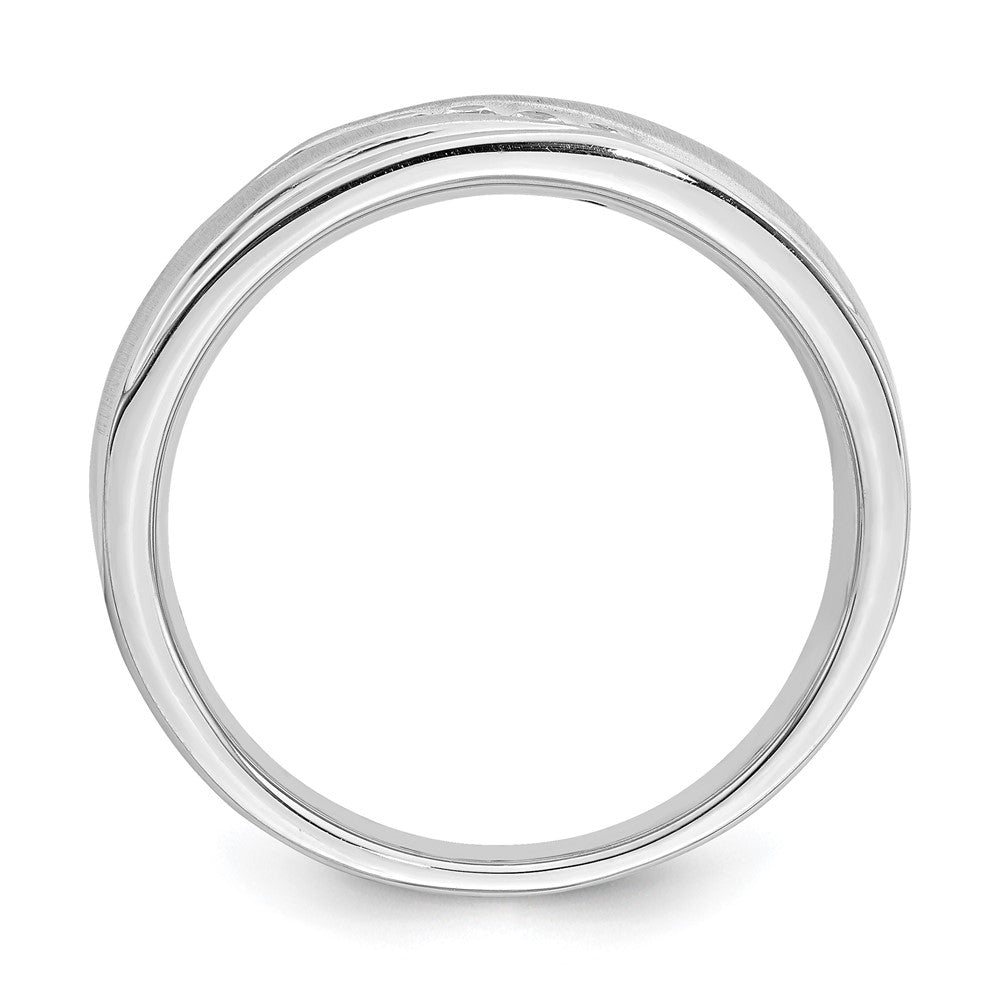14K Weißgold Herren Ehering mit echten Diamanten