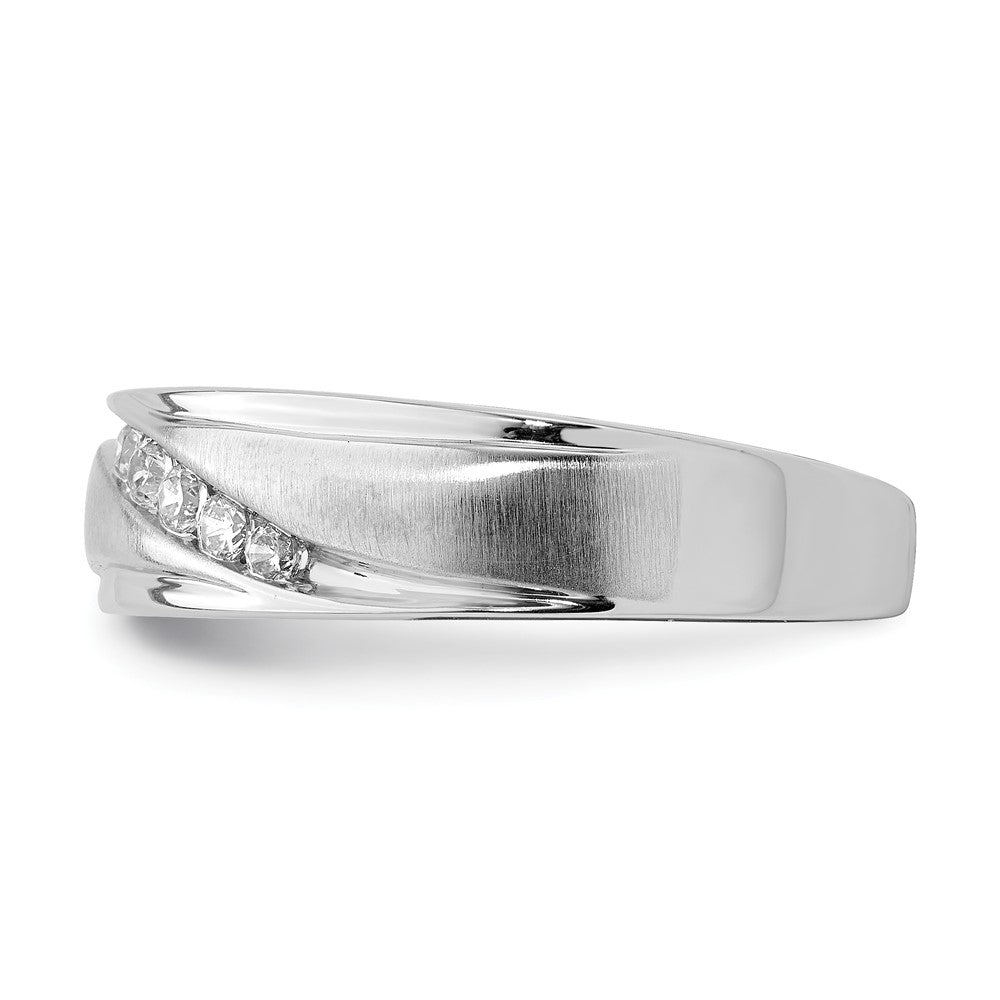 14K Weißgold Herren Ehering mit echten Diamanten