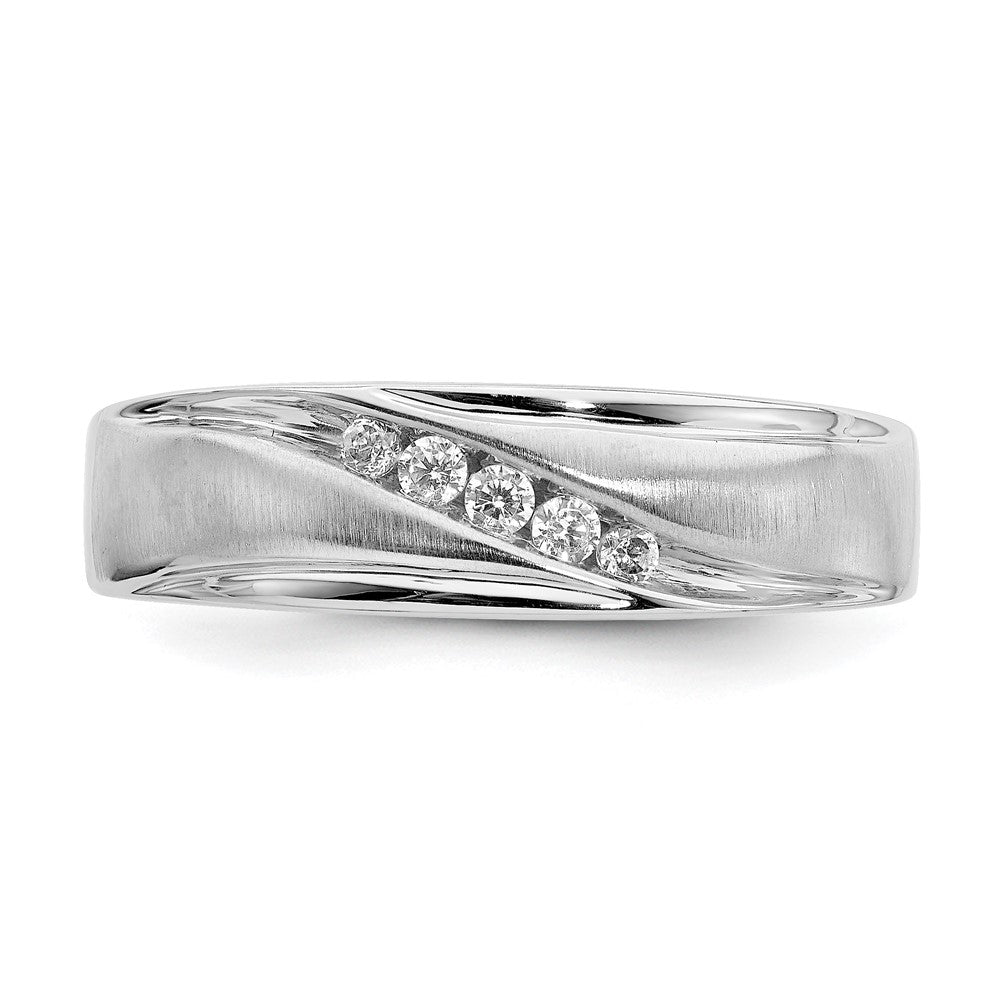 14K Weißgold Herren Ehering mit echten Diamanten
