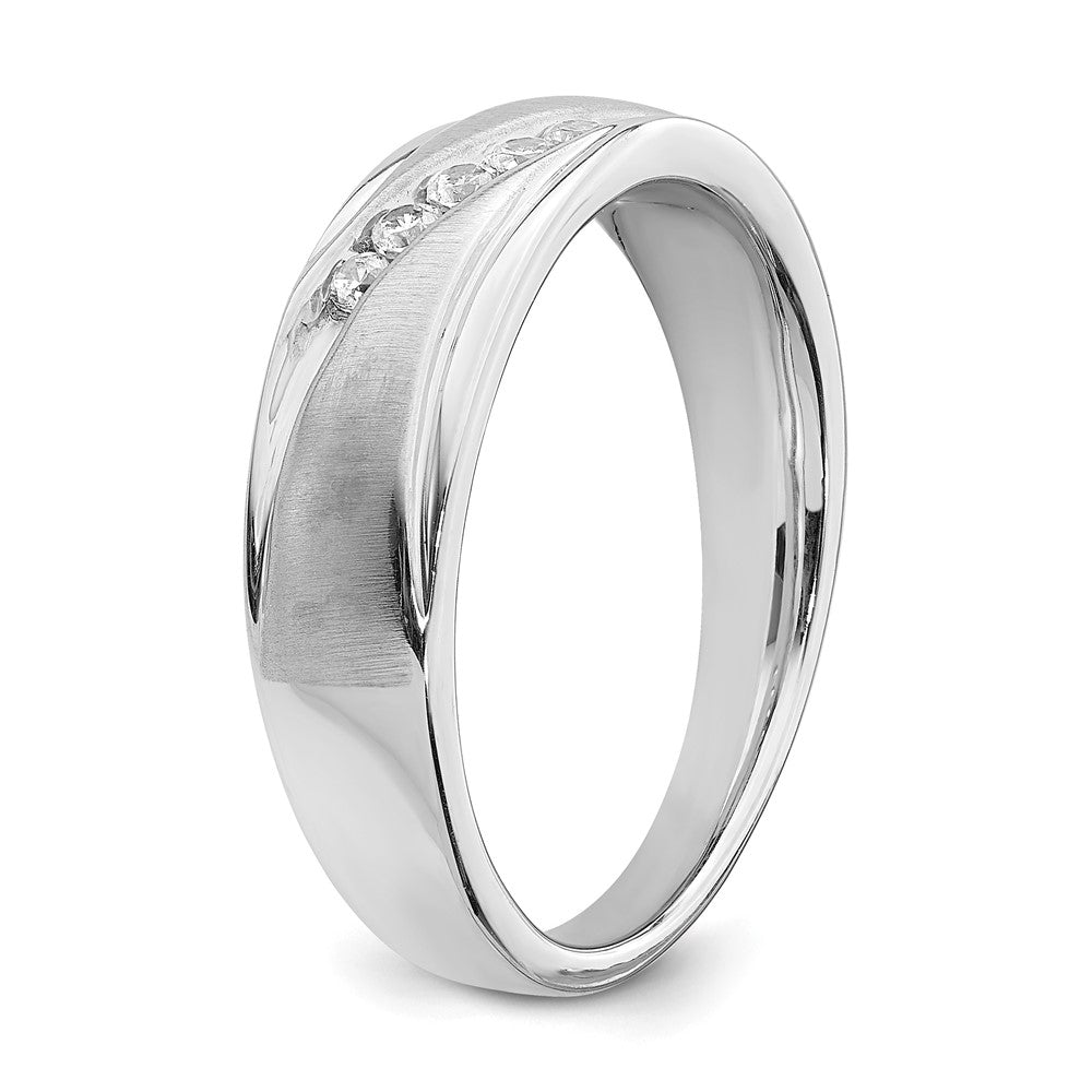 14K Weißgold Herren Ehering mit echten Diamanten