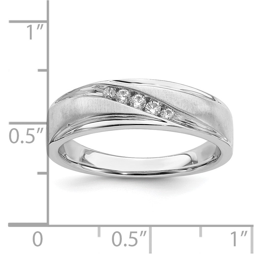 14K Weißgold Herren Ehering mit echten Diamanten