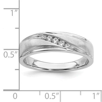 14K Weißgold Herren Ehering mit echten Diamanten