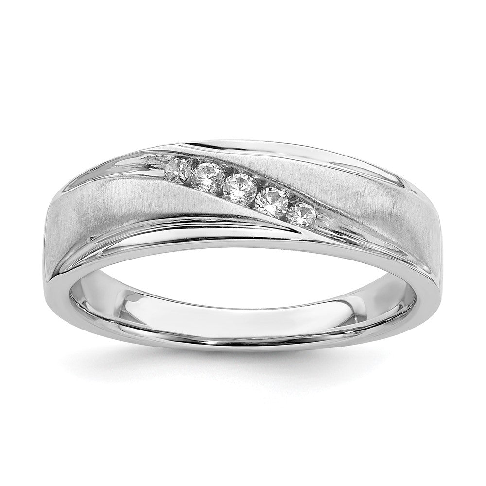 14K Weißgold Herren Ehering mit echten Diamanten