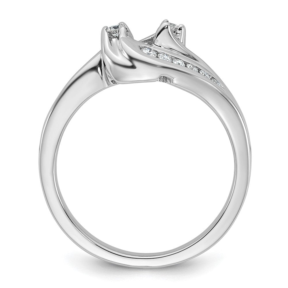 14K Weißgold By Pass Stift Set 1/3 Karat Diamant Halbfassung Verlobungsring