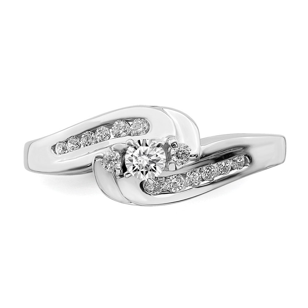 14K Weißgold By Pass Stift Set 1/3 Karat Diamant Halbfassung Verlobungsring