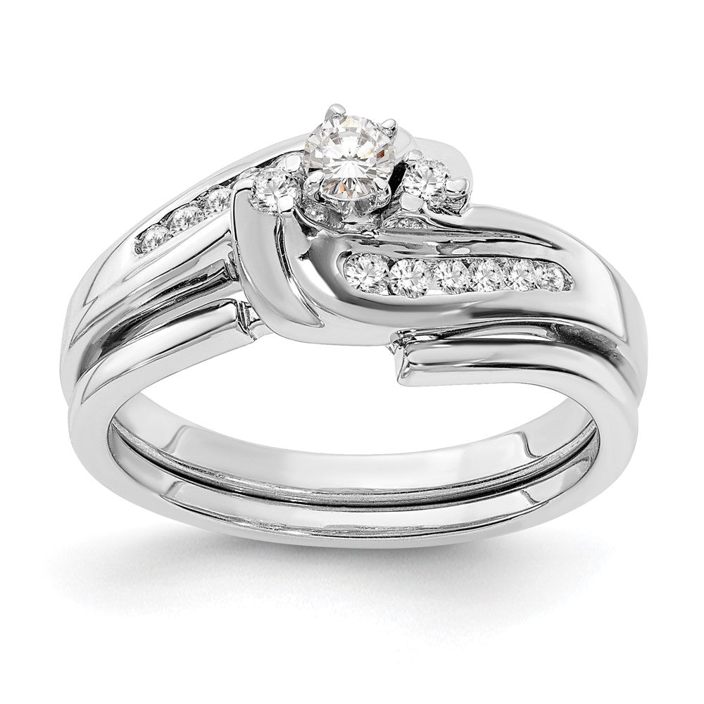 14K Weißgold By Pass Stift Set 1/3 Karat Diamant Halbfassung Verlobungsring