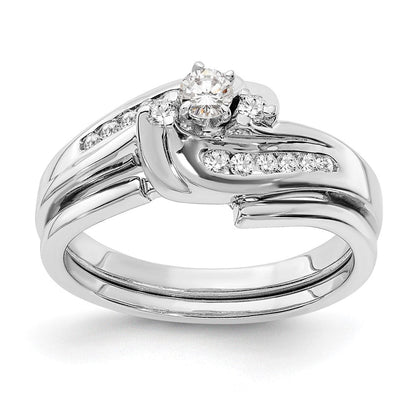 14K Weißgold By Pass Stift Set 1/3 Karat Diamant Halbfassung Verlobungsring