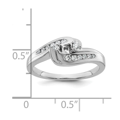14K Weißgold By Pass Stift Set 1/3 Karat Diamant Halbfassung Verlobungsring