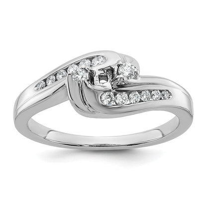 14K Weißgold By Pass Stift Set 1/3 Karat Diamant Halbfassung Verlobungsring