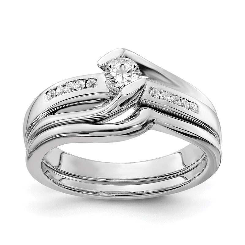 1/2 Ct. Natürlich Diamant By-pass Style Bridal Verlobungsring Set 14K Weißgold