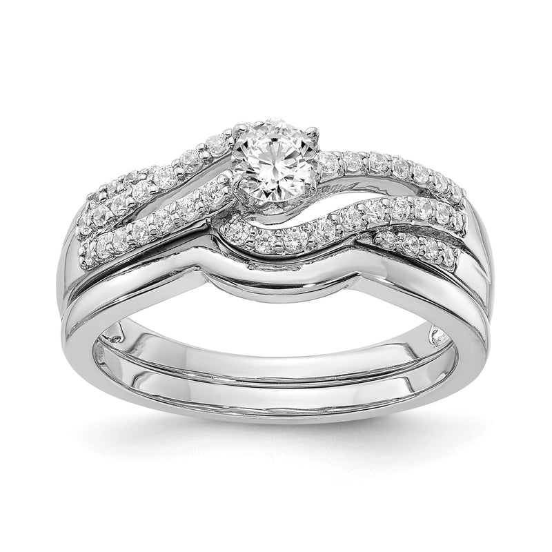 1/2 Ct. Natürlich Diamant By-pass Style Bridal Verlobungsring Set 14K Weißgold