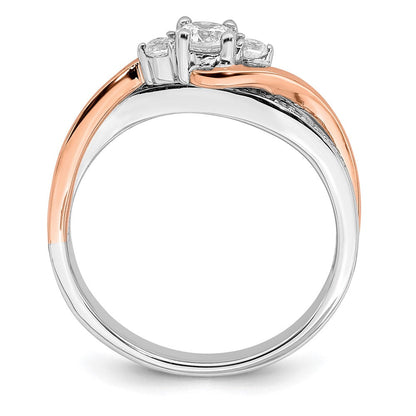 10K Bicolor Rosé- und Weißgold Verlobungsring mit Bypass-Design, 0,375 ct. im Labor gezüchteten Diamanten im Rundschliff, VS/SI+ G+