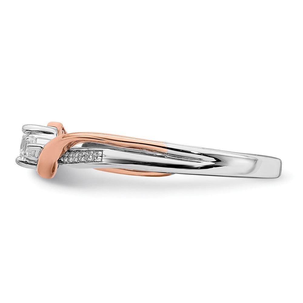 10K Bicolor Rosé- und Weißgold Verlobungsring mit Bypass-Design, 0,375 ct. im Labor gezüchteten Diamanten im Rundschliff, VS/SI+ G+
