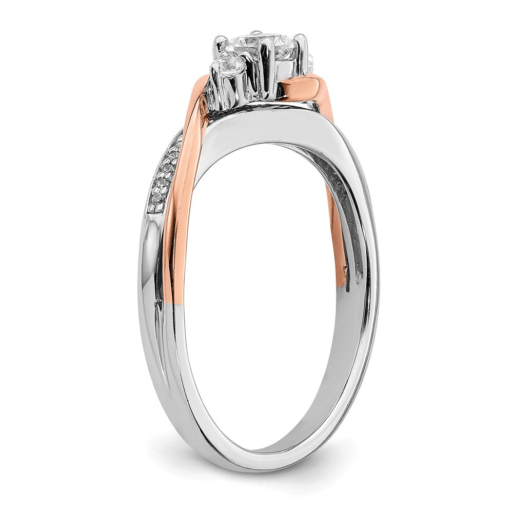 10K Bicolor Rosé- und Weißgold Verlobungsring mit Bypass-Design, 0,375 ct. im Labor gezüchteten Diamanten im Rundschliff, VS/SI+ G+