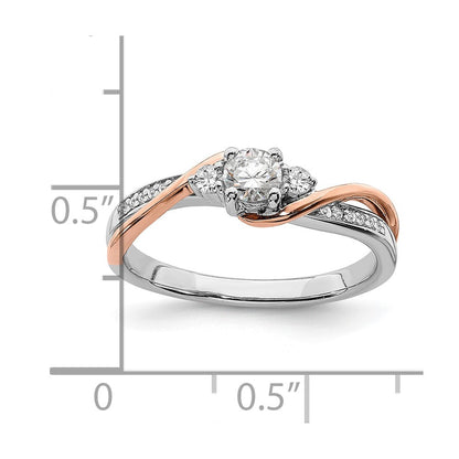 10K Bicolor Rosé- und Weißgold Verlobungsring mit Bypass-Design, 0,375 ct. im Labor gezüchteten Diamanten im Rundschliff, VS/SI+ G+