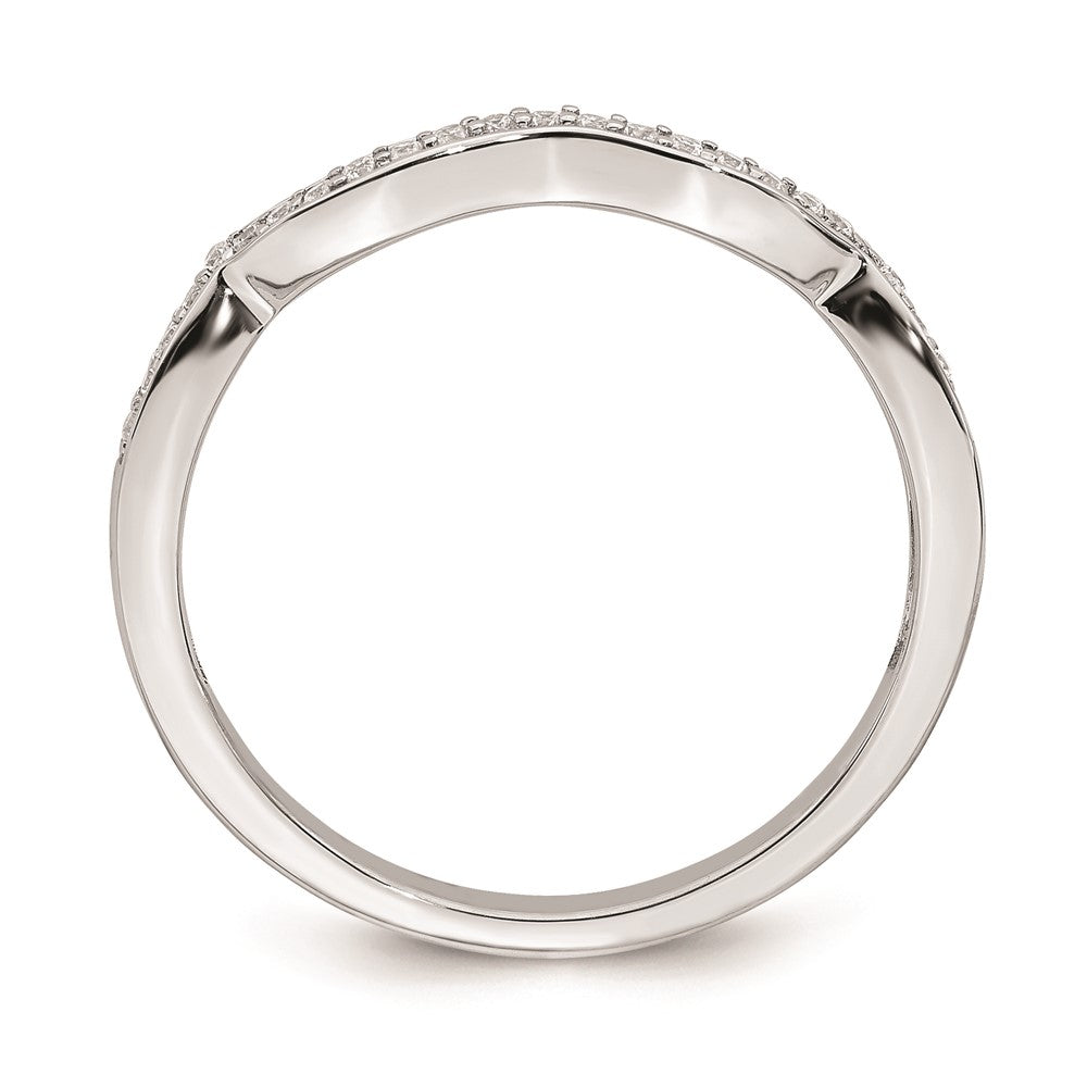 14K Weißgold Ehering mit konturiertem echten Diamant