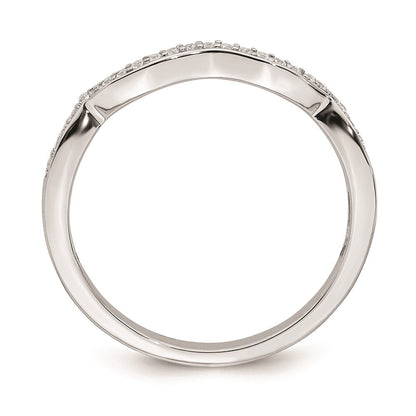 14K Weißgold Ehering mit konturiertem echten Diamant