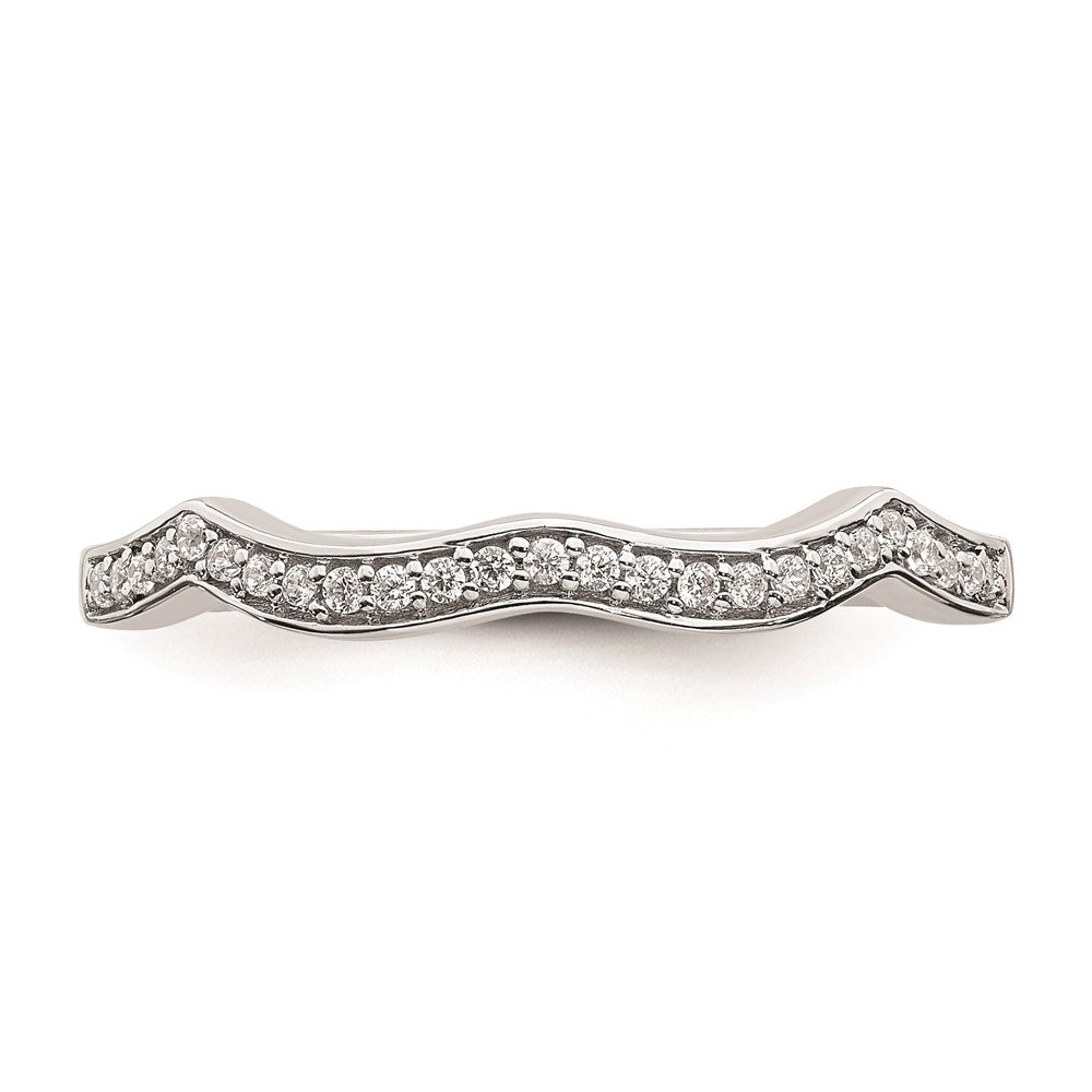 14K Weißgold Ehering mit konturiertem echten Diamant