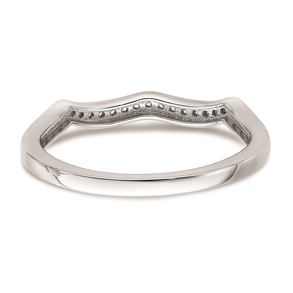14K Weißgold Ehering mit konturiertem echten Diamant
