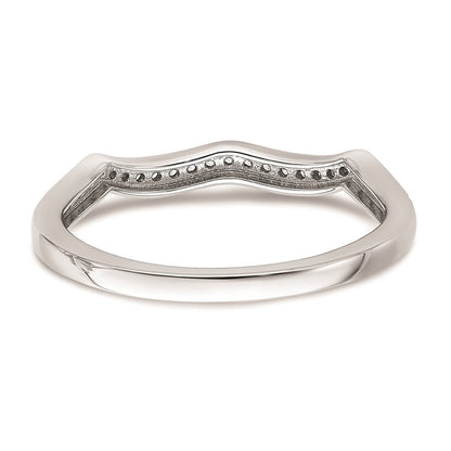 14K Weißgold Ehering mit konturiertem echten Diamant