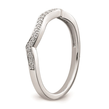 14K Weißgold Ehering mit konturiertem echten Diamant