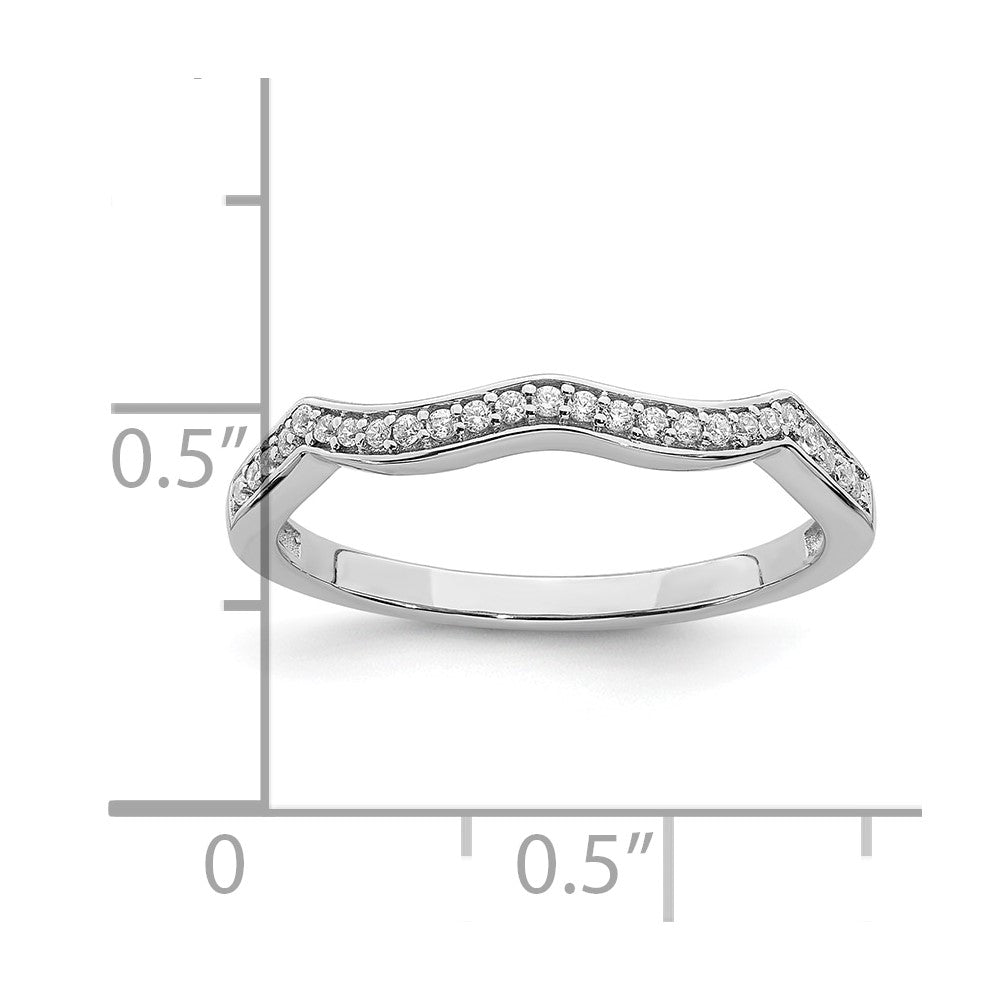 14K Weißgold Ehering mit konturiertem echten Diamant