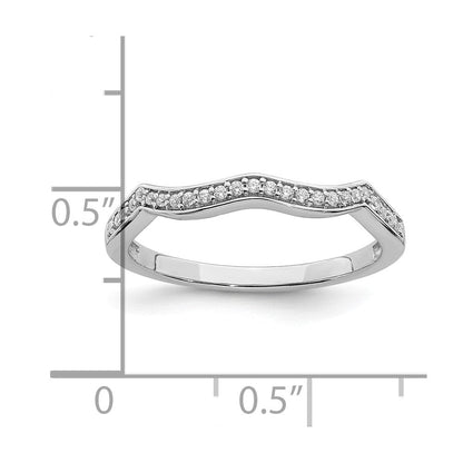 14K Weißgold Ehering mit konturiertem echten Diamant