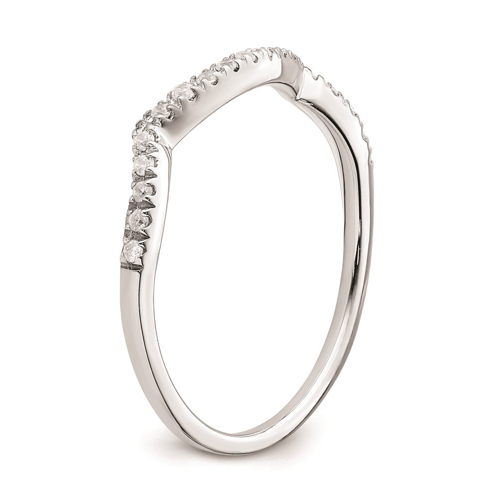14K Weißgold Ehering mit Konturschliff und echten Diamanten