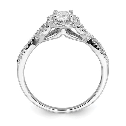14K Weißgold Heiligenschein Plus (holds 1/3 Karat (4.5mm Rund Mittig) 1/4 Diamant Halbfassung Verlobungsring