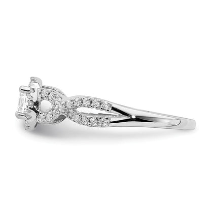 14K Weißgold Heiligenschein Plus (holds 1/3 Karat (4.5mm Rund Mittig) 1/4 Diamant Halbfassung Verlobungsring