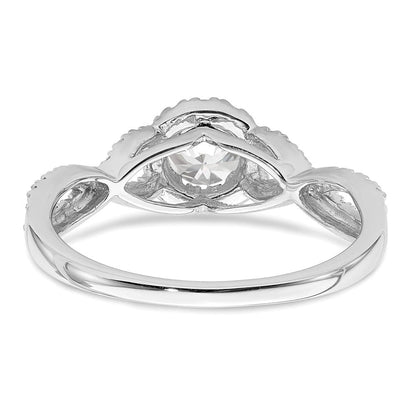 14K Weißgold Heiligenschein Plus (holds 1/3 Karat (4.5mm Rund Mittig) 1/4 Diamant Halbfassung Verlobungsring