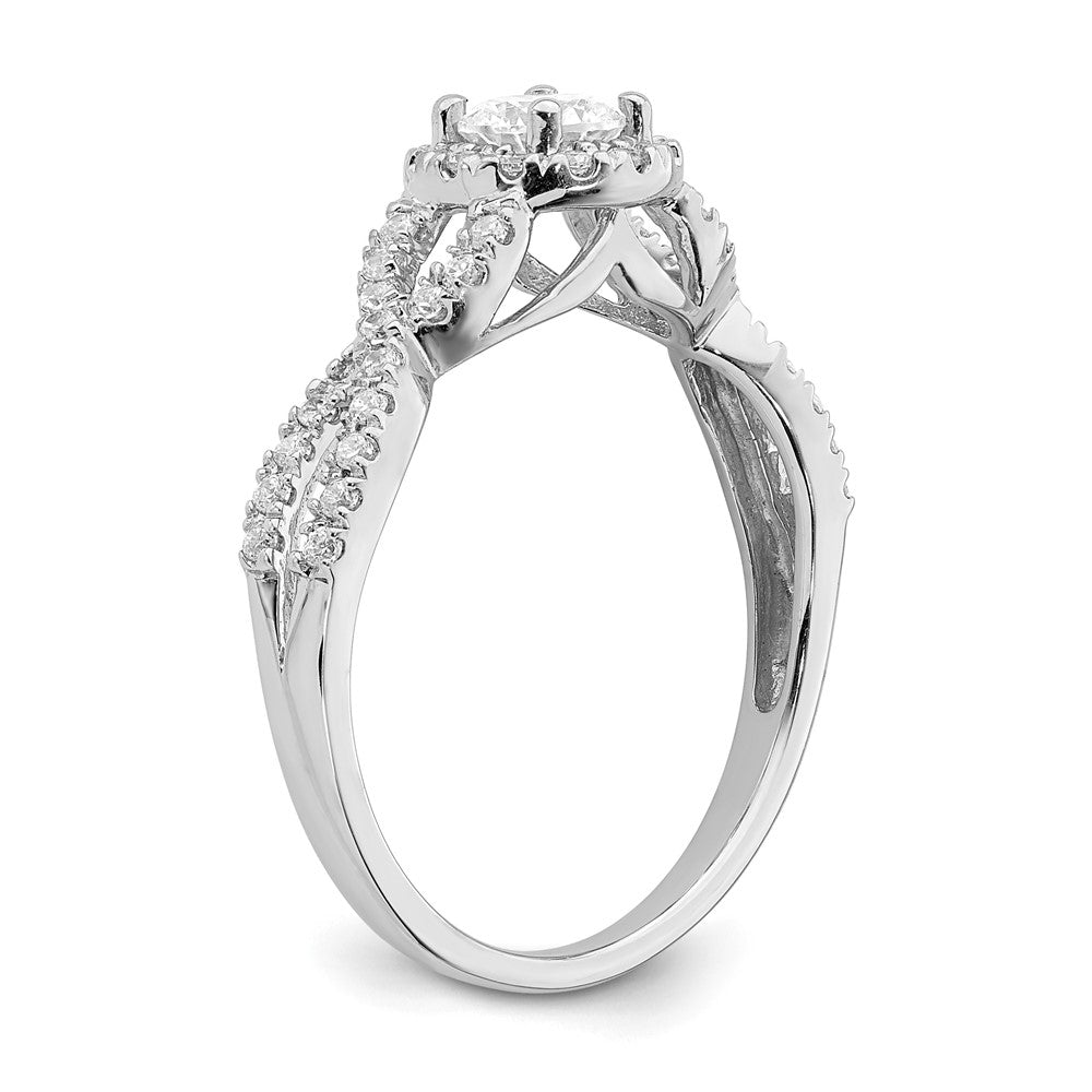 14K Weißgold Heiligenschein Plus (holds 1/3 Karat (4.5mm Rund Mittig) 1/4 Diamant Halbfassung Verlobungsring