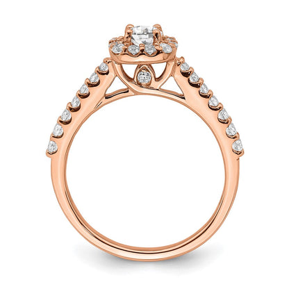 14K Roségold Verlobungsring mit 0,75 ct. Laborgezüchteten Diamanten im Rundschliff, VS/SI+ G+, mit Halo-Fassung