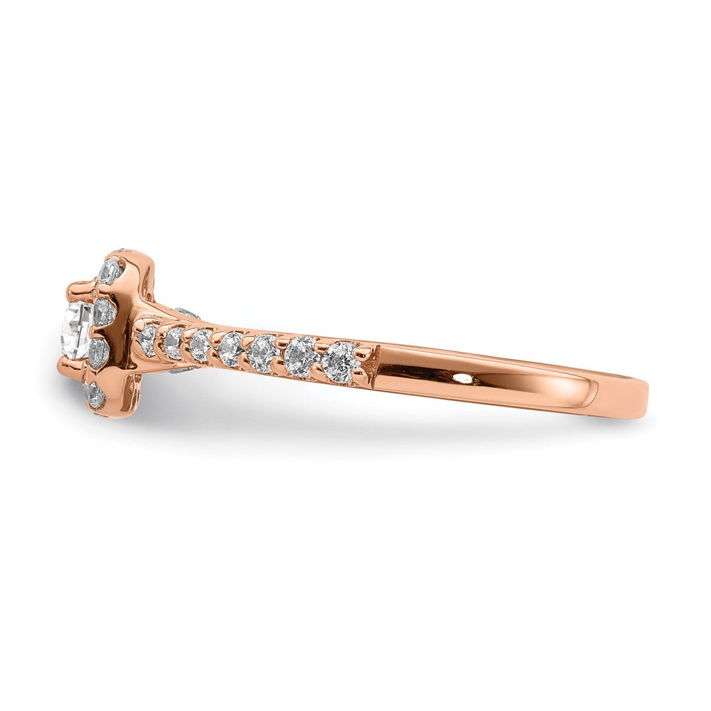 14K Roségold Verlobungsring mit 0,75 ct. Laborgezüchteten Diamanten im Rundschliff, VS/SI+ G+, mit Halo-Fassung