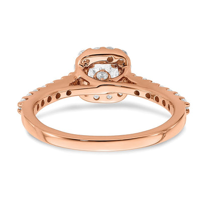 14K Roségold Verlobungsring mit 0,75 ct. Laborgezüchteten Diamanten im Rundschliff, VS/SI+ G+, mit Halo-Fassung