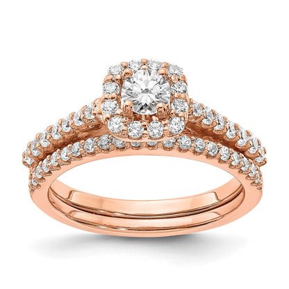 14K Roségold Verlobungsring mit 0,75 ct. Laborgezüchteten Diamanten im Rundschliff, VS/SI+ G+, mit Halo-Fassung