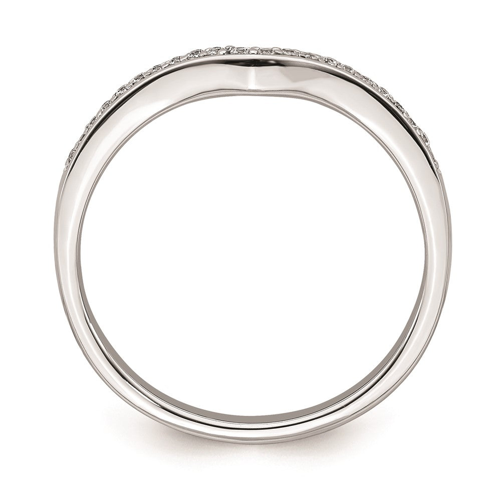 14K Weißgold Ehering mit konturiertem echtem Diamant