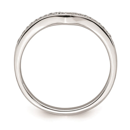 14K Weißgold Ehering mit konturiertem echtem Diamant