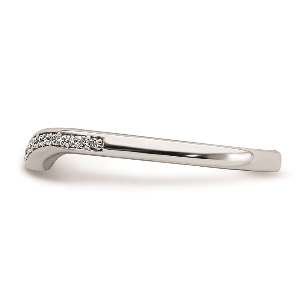14K Weißgold Ehering mit konturiertem echtem Diamant