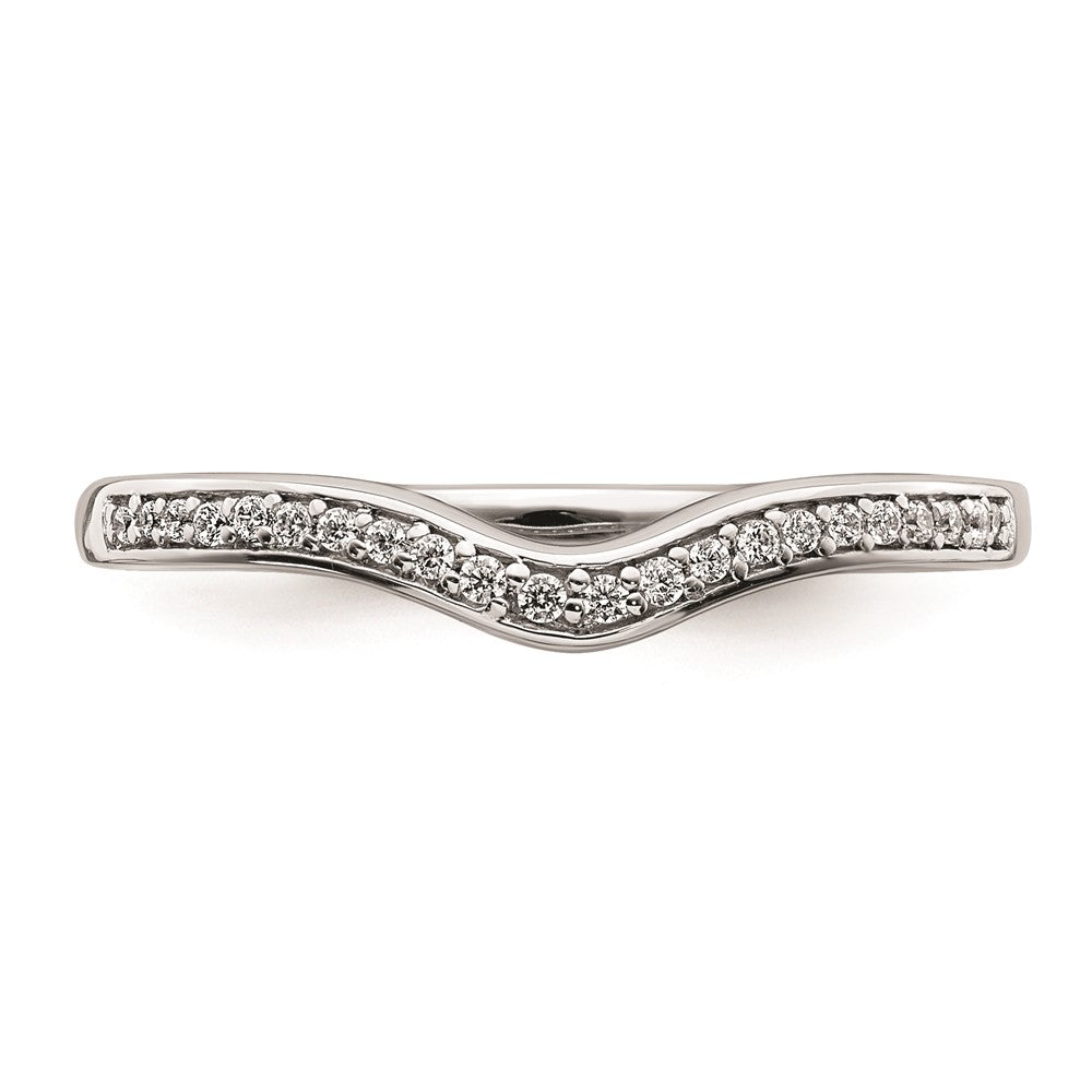 14K Weißgold Ehering mit konturiertem echtem Diamant