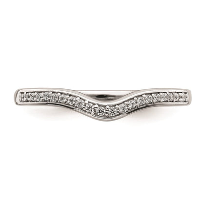 14K Weißgold Ehering mit konturiertem echtem Diamant