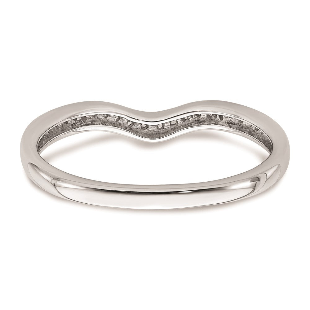 14K Weißgold Ehering mit konturiertem echtem Diamant