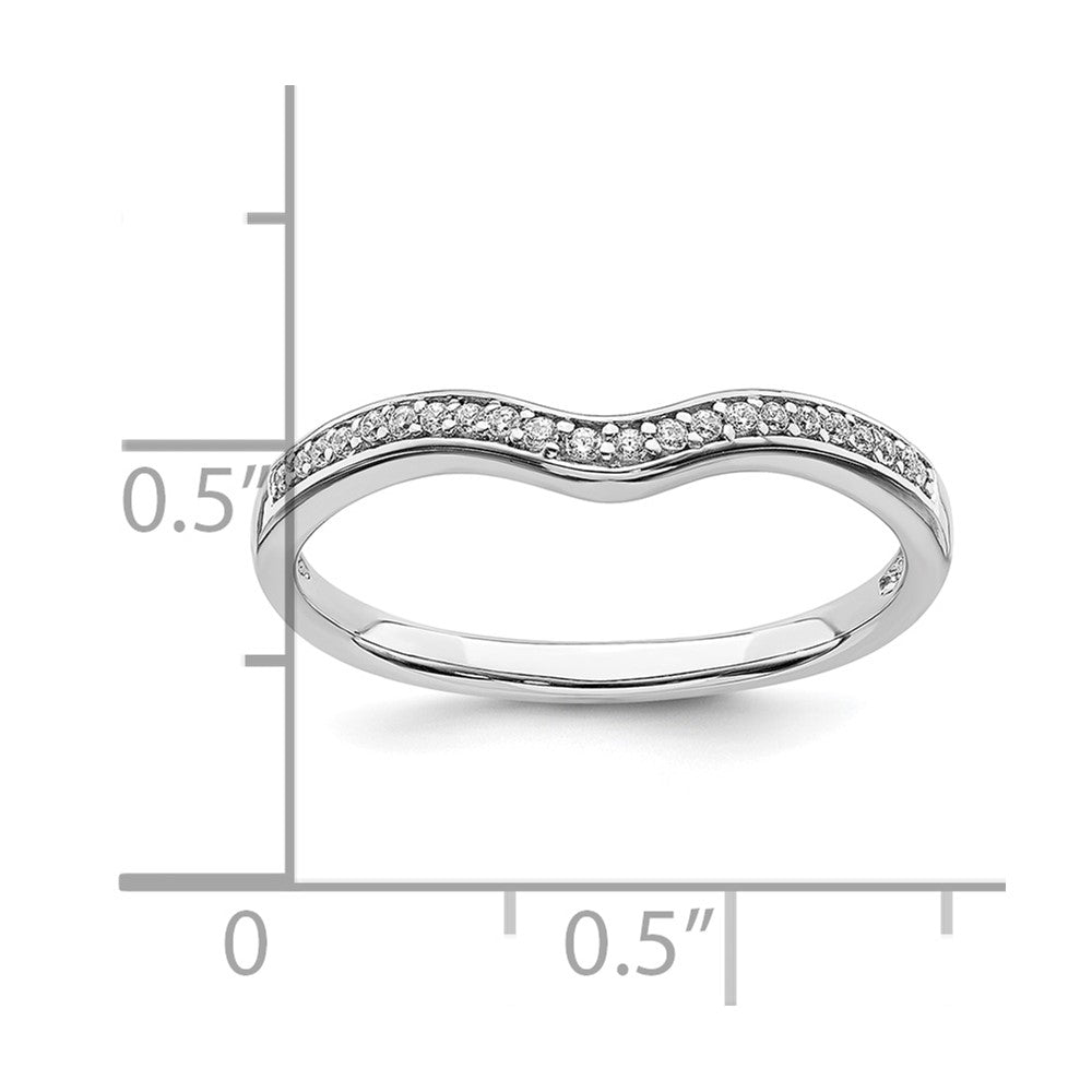 14K Weißgold Ehering mit konturiertem echtem Diamant
