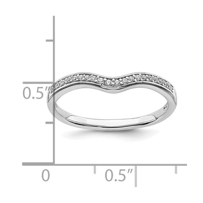 14K Weißgold Ehering mit konturiertem echtem Diamant