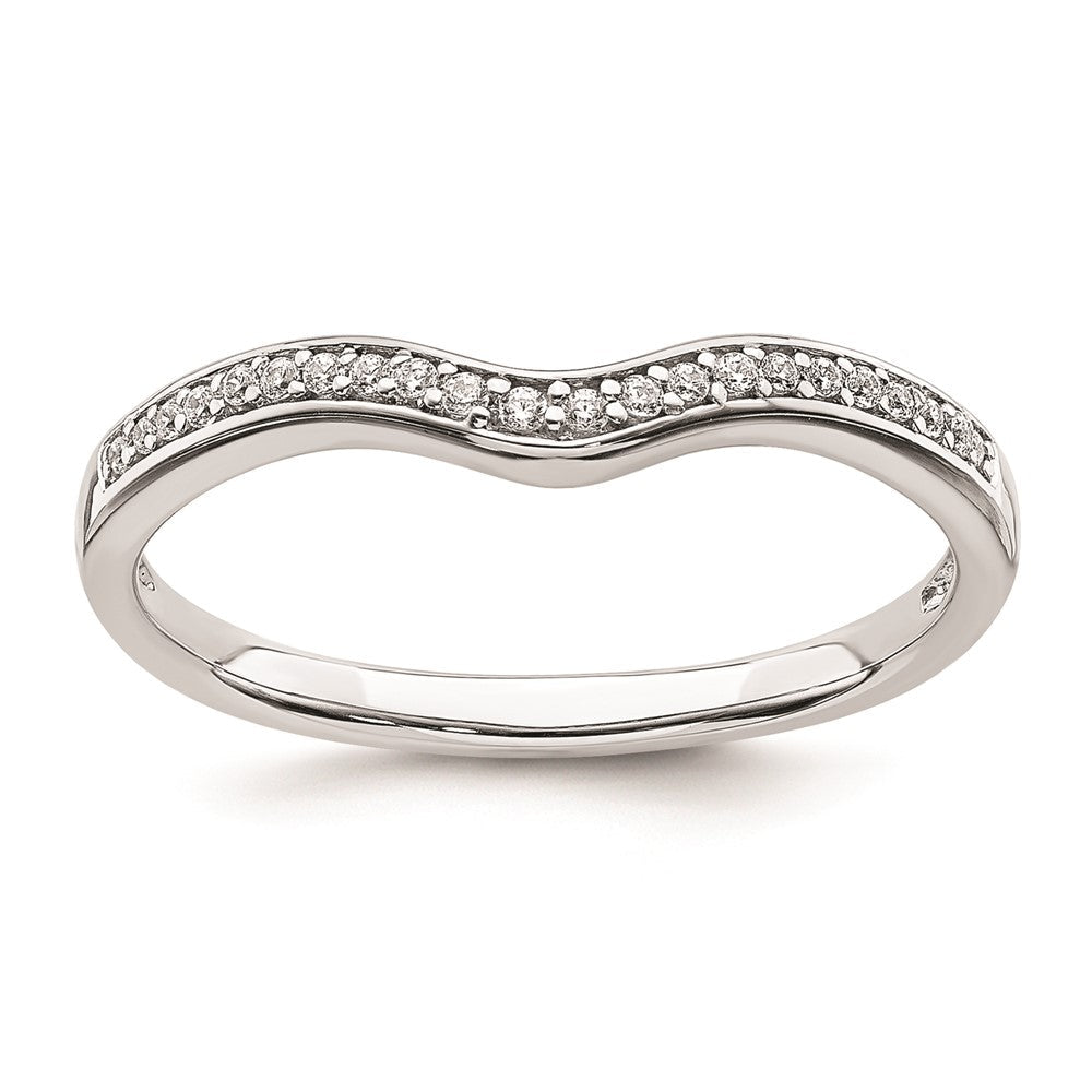 14K Weißgold Ehering mit konturiertem echtem Diamant